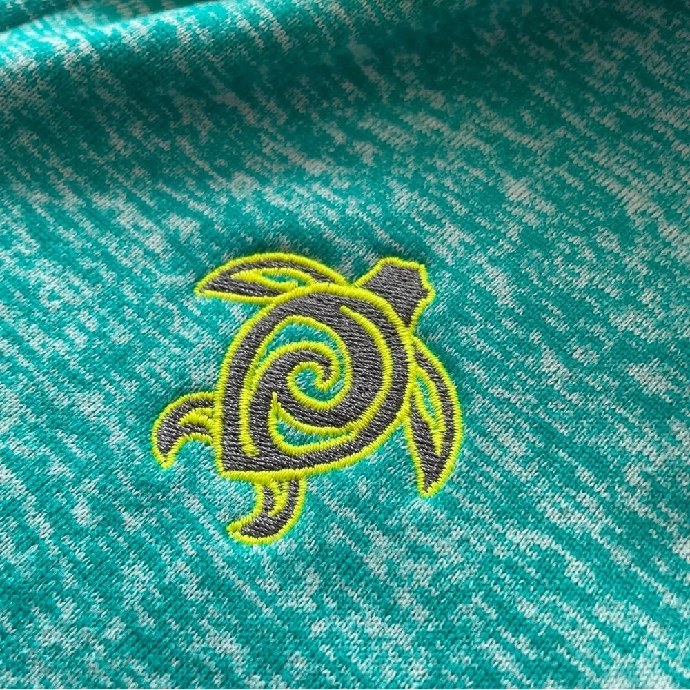 Coconut Creek Trading Co. Green Blue Turquoise Neon Quarter Zip Kanga Pocket - Picture 7 of 13